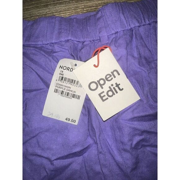 Open Edit Purple Dahlia Linen Blend Shorts Size 1X Woman's. NWT. 6 - Picture 4 of 10